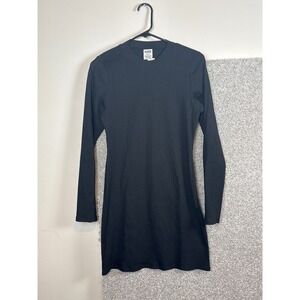 NEW PINK Victoria‎ Secret Black Ribbed Long Sleeve Mini Dress Size Large